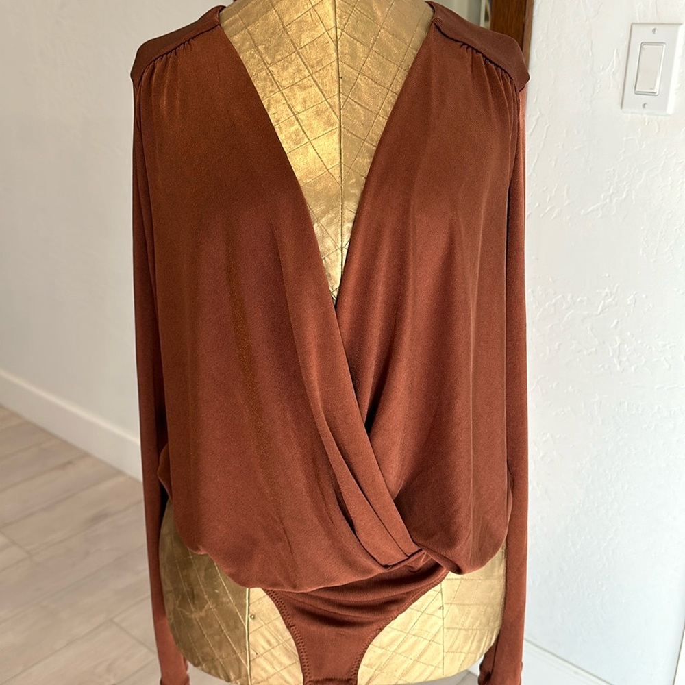 Brown Free people Turnt Surplice bodysuit. - Picture 2 of 4